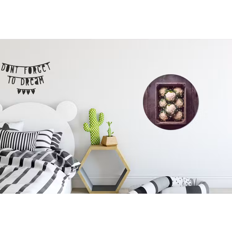 Wandcirkel - Aluminium - Bloemkool - Houten kist — 5