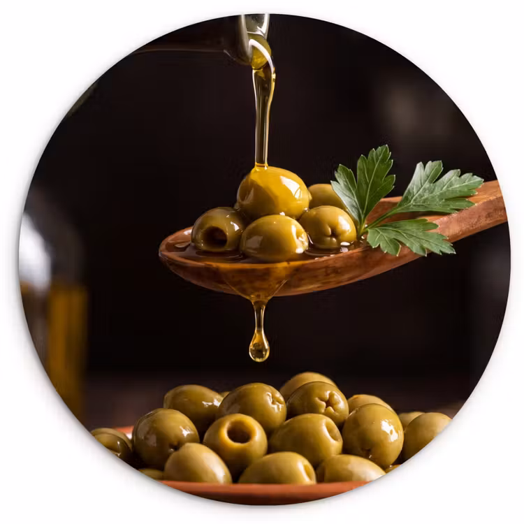Wandcirkel - Glas - Olijven - Olijfolie - Eten — 1