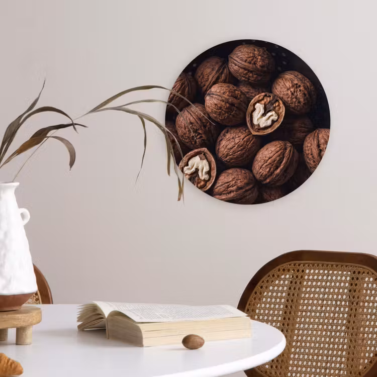 Wandcirkel - Glas - Walnoot - Eten - Donker — 4
