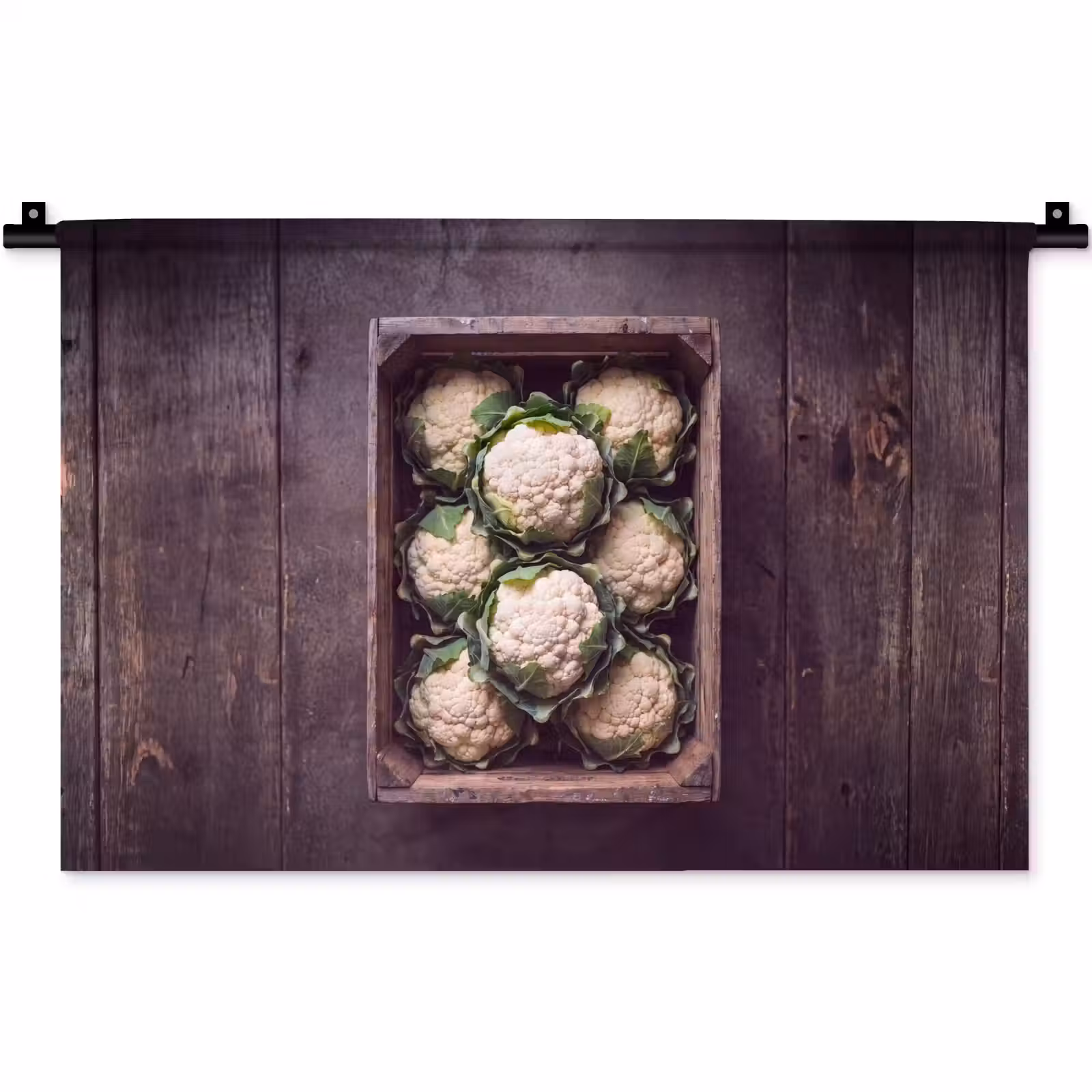 Wandkleed - Bloemkool - Houten kist — 1