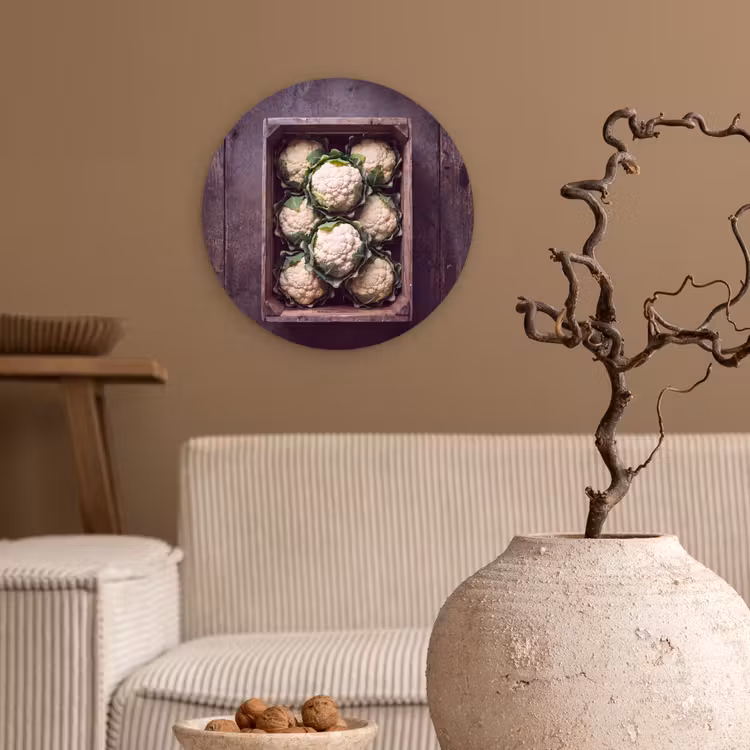 Wandcirkel - Glas - Bloemkool - Houten kist — 2