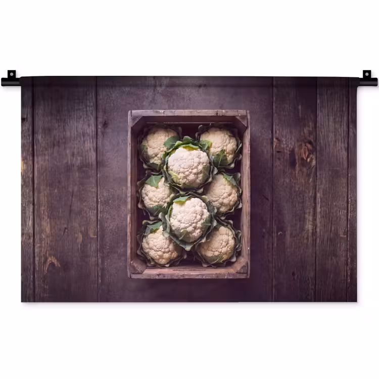 Wandkleed - Bloemkool - Houten kist — 1