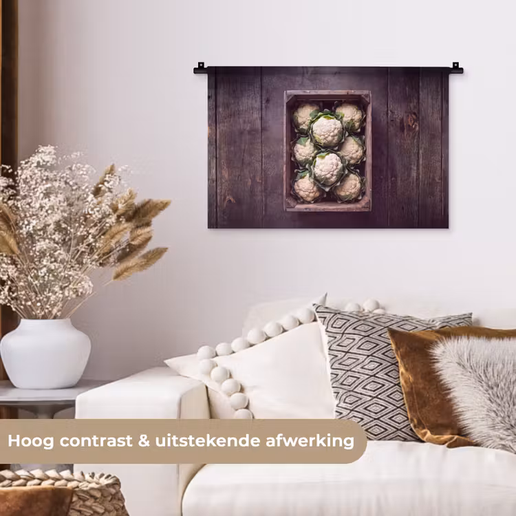 Wandkleed - Bloemkool - Houten kist — 4