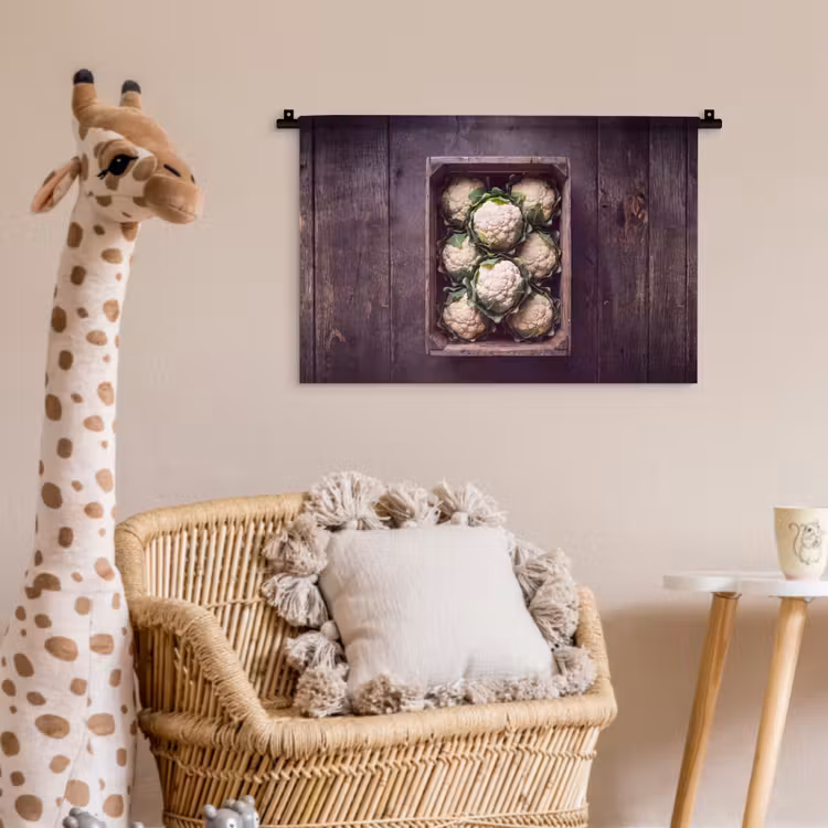 Wandkleed - Bloemkool - Houten kist — 5