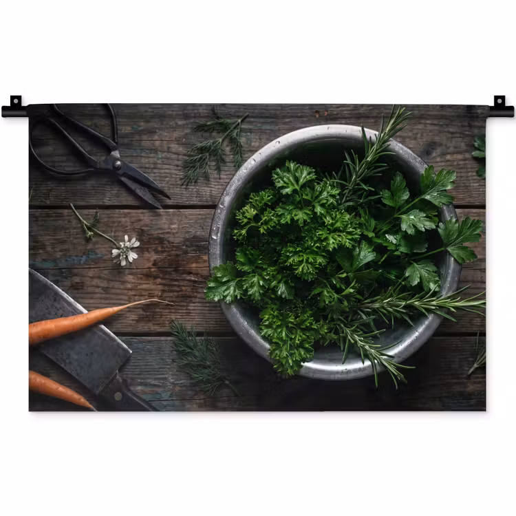 Wandkleed - Groenten - Hout - Eten — 1