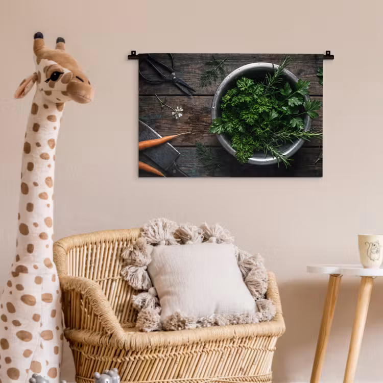 Wandkleed - Groenten - Hout - Eten — 5