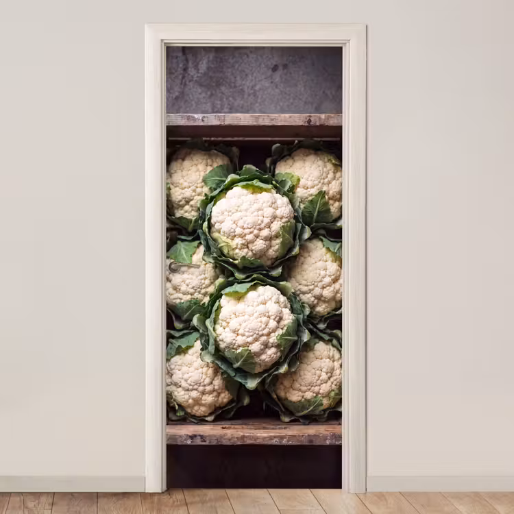 Deursticker - Bloemkool - Houten kist — 1