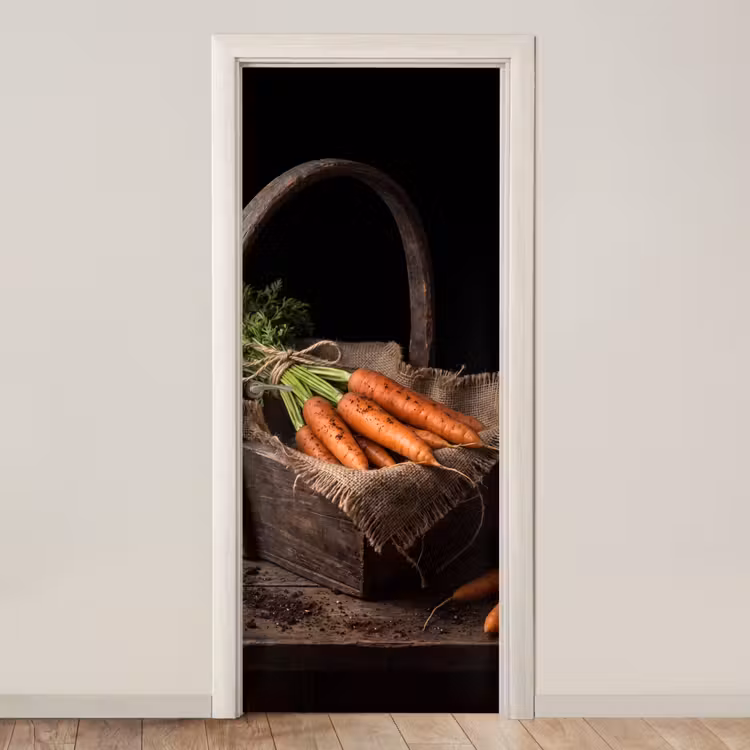 Deursticker - Wortels - Mand - Eten — 1