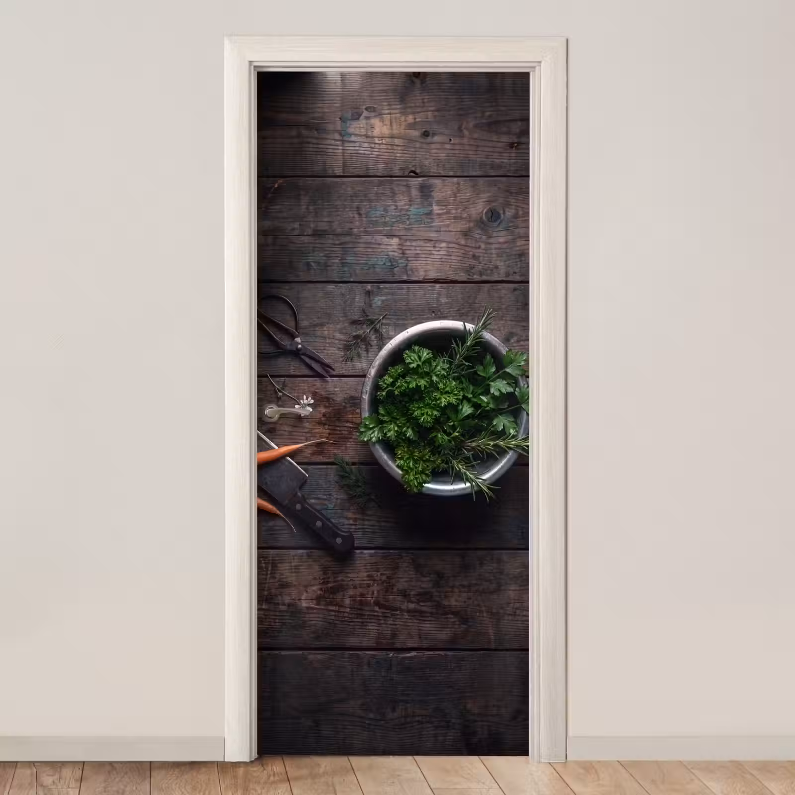 Deursticker - Groenten - Hout - Eten — 1