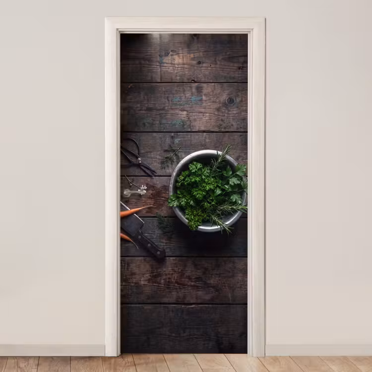 Deursticker - Groenten - Hout - Eten — 1
