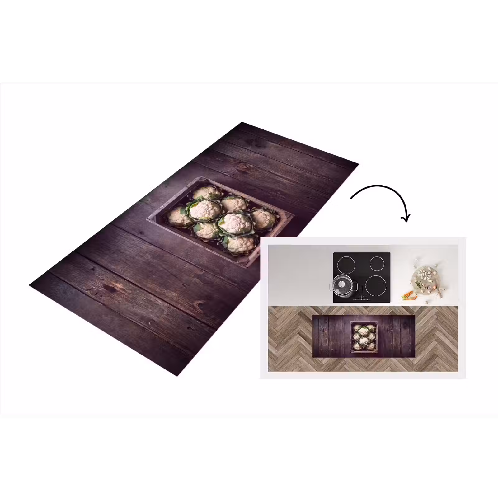 Keukenloper - Bloemkool - Houten kist — 1