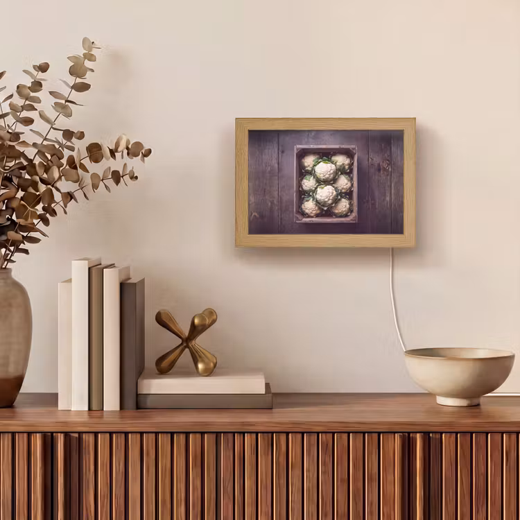 Lightbox - Wandlamp - Bloemkool - Houten kist — 4