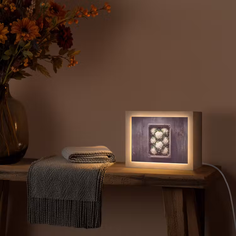 Lightbox - Wandlamp - Bloemkool - Houten kist — 5
