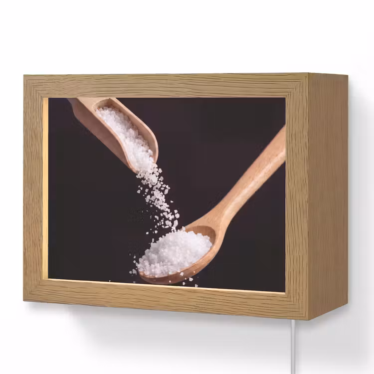 Lightbox - Wandlamp - Eten - Zout - Hout — 1