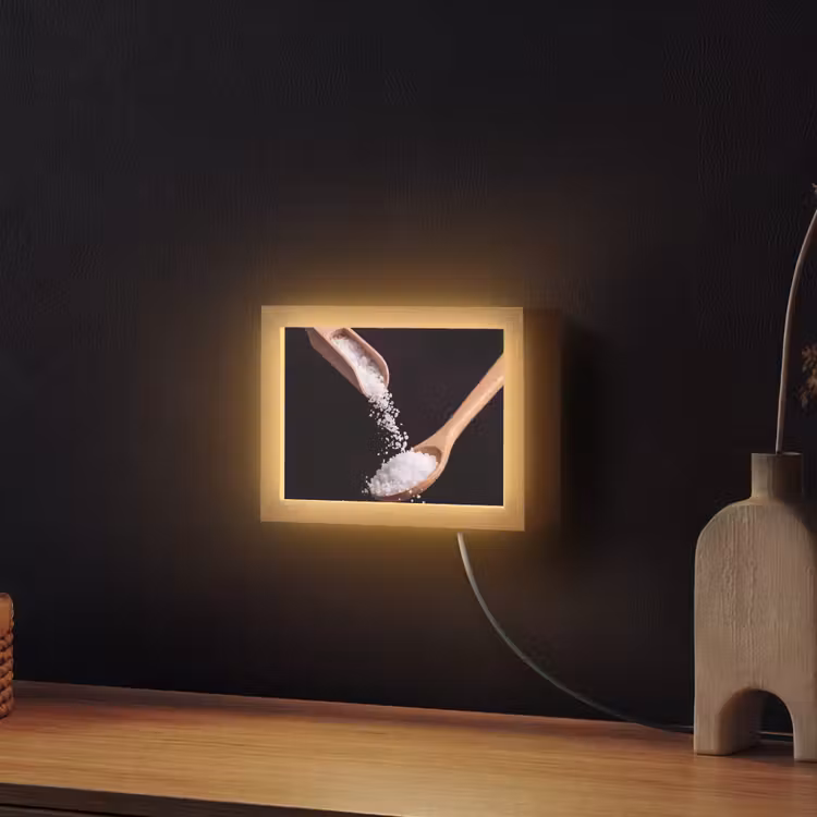 Lightbox - Wandlamp - Eten - Zout - Hout — 2