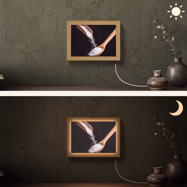 Lightbox - Wandlamp - Eten - Zout - Hout — 3