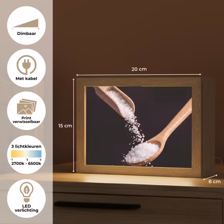 Lightbox - Wandlamp - Eten - Zout - Hout — 9