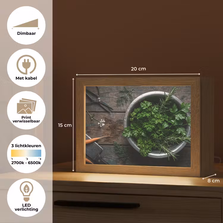 Lightbox - Wandlamp - Groenten - Hout - Eten — 9