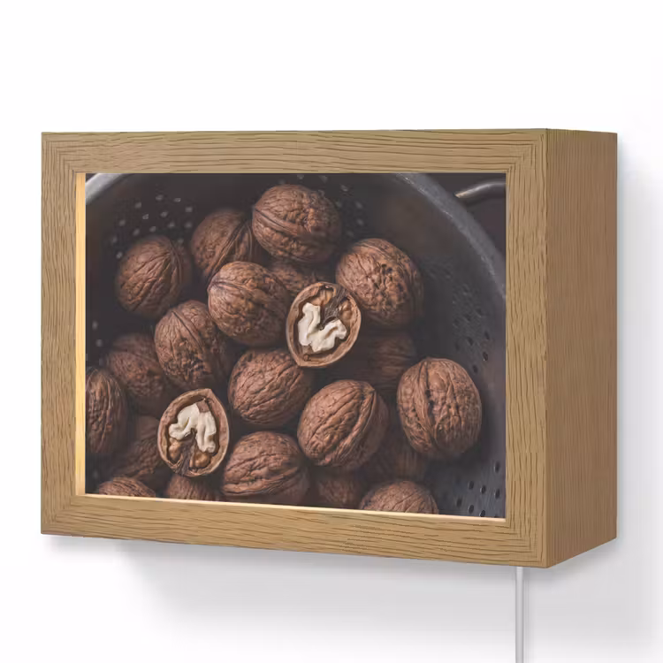 Lightbox - Wandlamp - Walnoot - Eten - Donker — 1