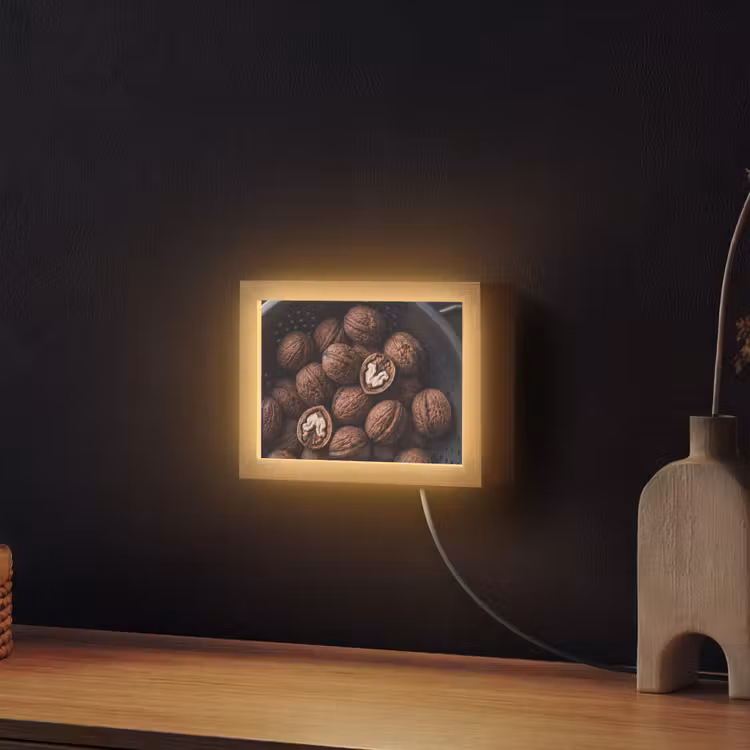 Lightbox - Wandlamp - Walnoot - Eten - Donker — 2