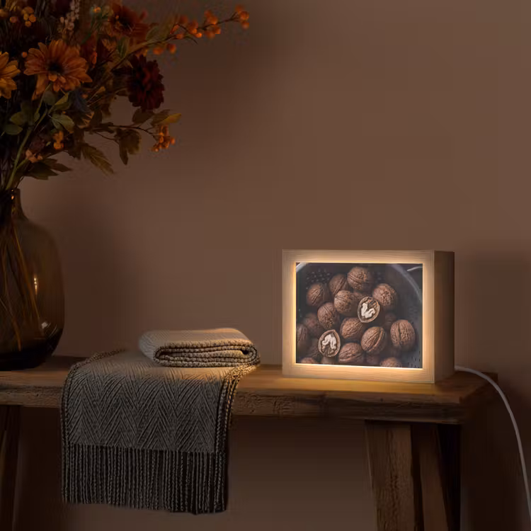 Lightbox - Wandlamp - Walnoot - Eten - Donker — 5