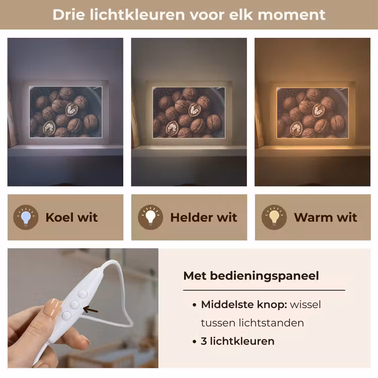 Lightbox - Wandlamp - Walnoot - Eten - Donker — 7