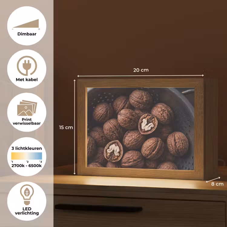 Lightbox - Wandlamp - Walnoot - Eten - Donker — 9