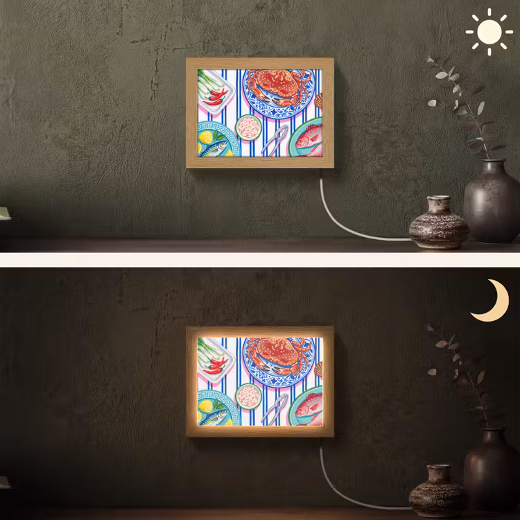Lightbox - Wandlamp - Zeevruchten - Eten - Kleurrijk — 3