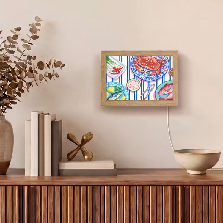 Lightbox - Wandlamp - Zeevruchten - Eten - Kleurrijk — 4