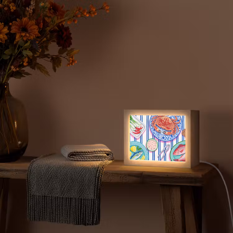 Lightbox - Wandlamp - Zeevruchten - Eten - Kleurrijk — 5