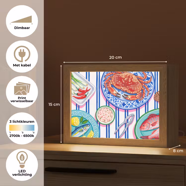 Lightbox - Wandlamp - Zeevruchten - Eten - Kleurrijk — 9