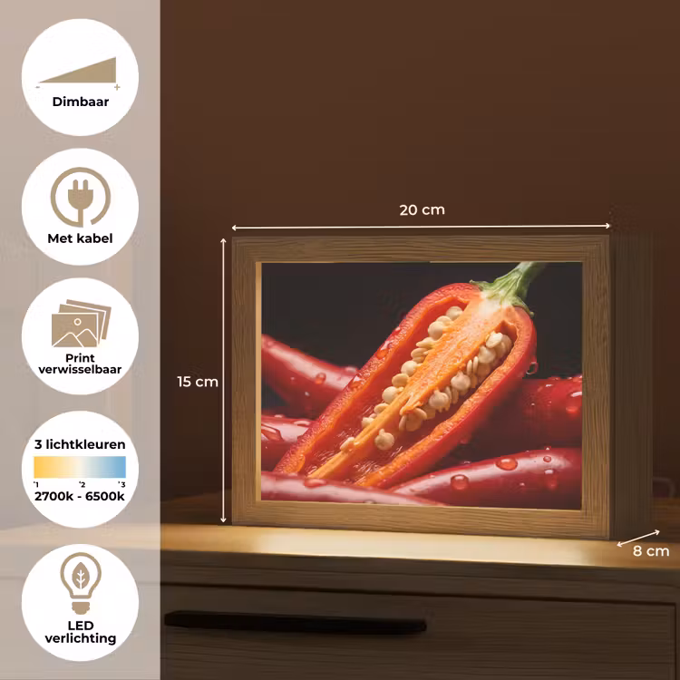 Lightbox - Wandlamp - Chilipeper - Rood - Eten — 9