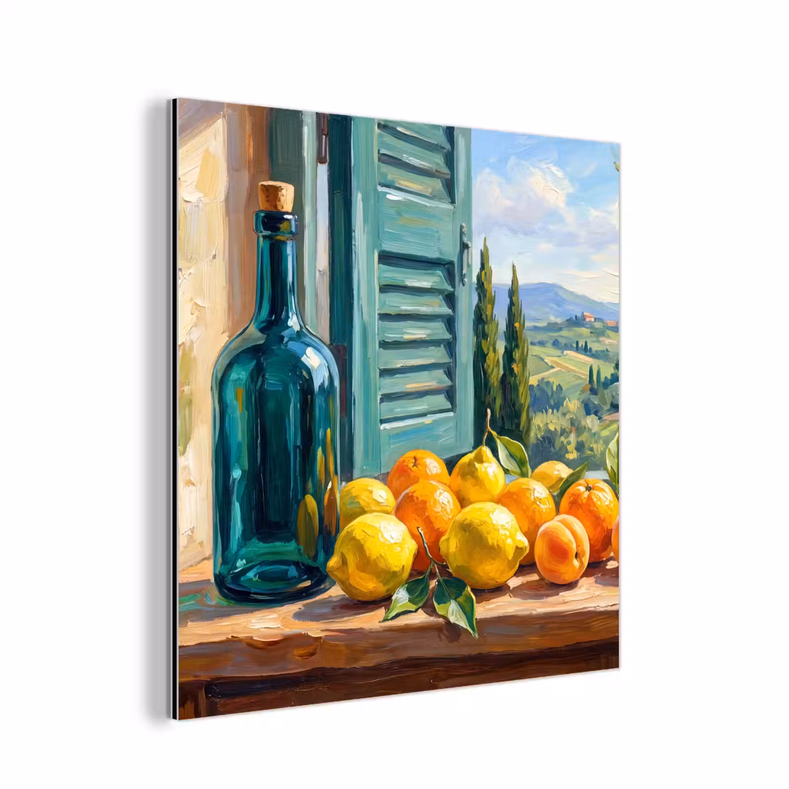 Aluminium schilderij - Fles - Fruit - Stilleven — 1