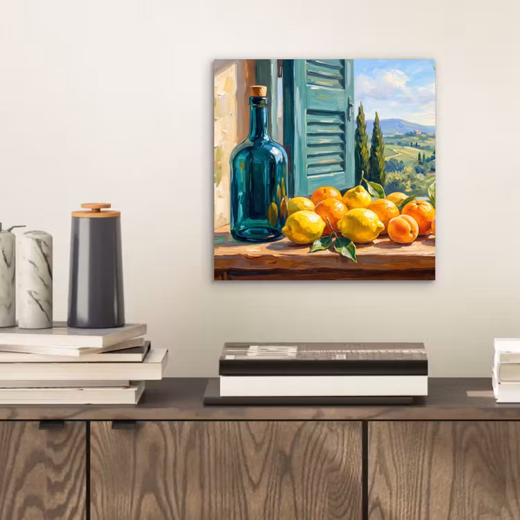 Aluminium schilderij - Fles - Fruit - Stilleven — 2