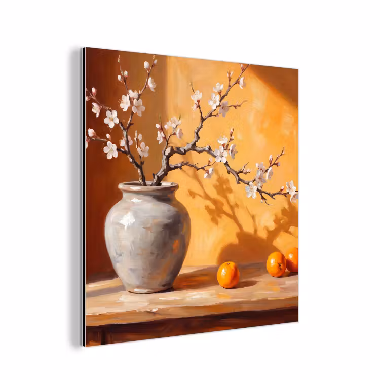 Aluminium schilderij - Witte bloemen - Stilleven — 1