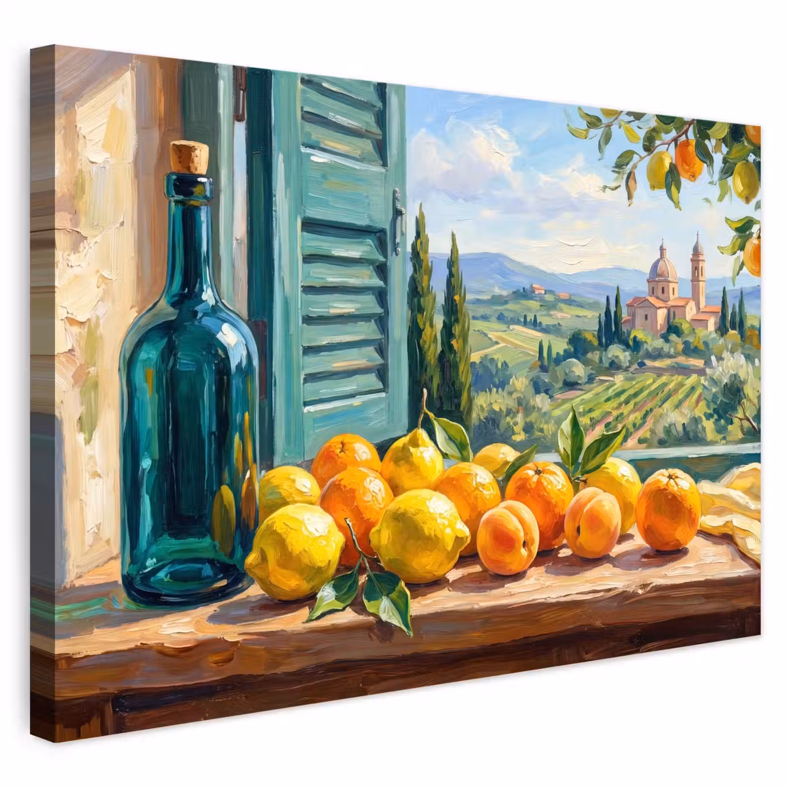 Buiten canvas - Fles - Fruit - Stilleven — 1