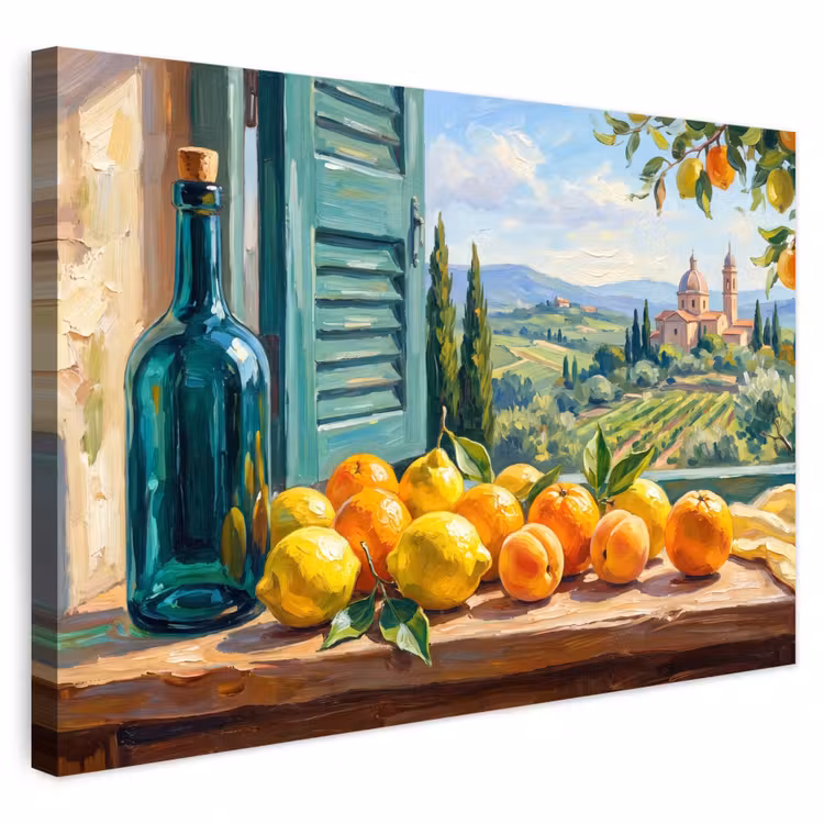 Buiten canvas - Fles - Fruit - Stilleven — 1