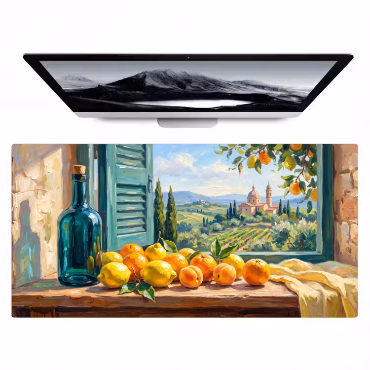 Bureau onderlegger - Fles - Fruit - Stilleven — 1