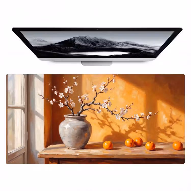 Bureau onderlegger - Witte bloemen - Stilleven — 1