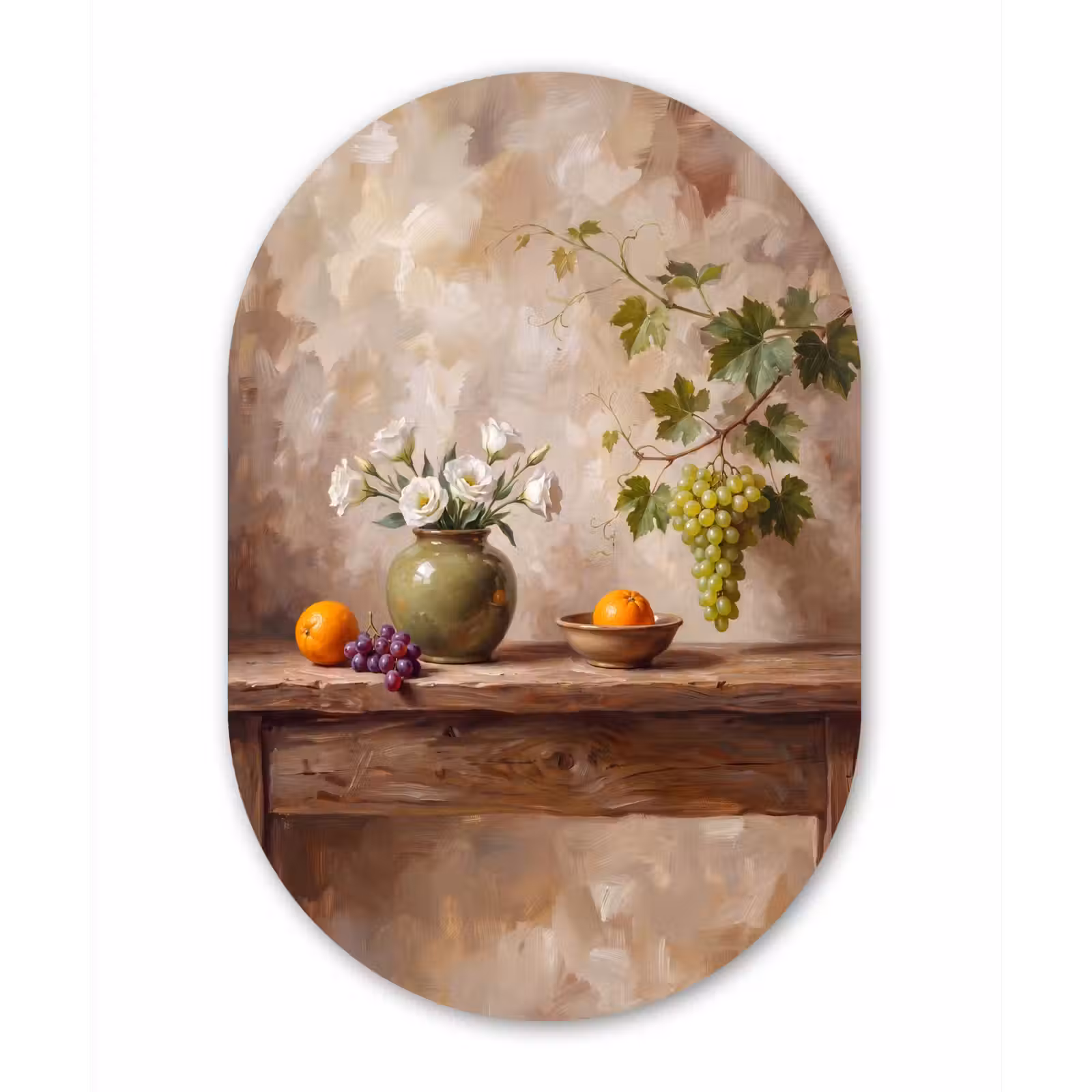 Muurovaal - Kunststof - Bloemen - Fruit - Stilleven — 1
