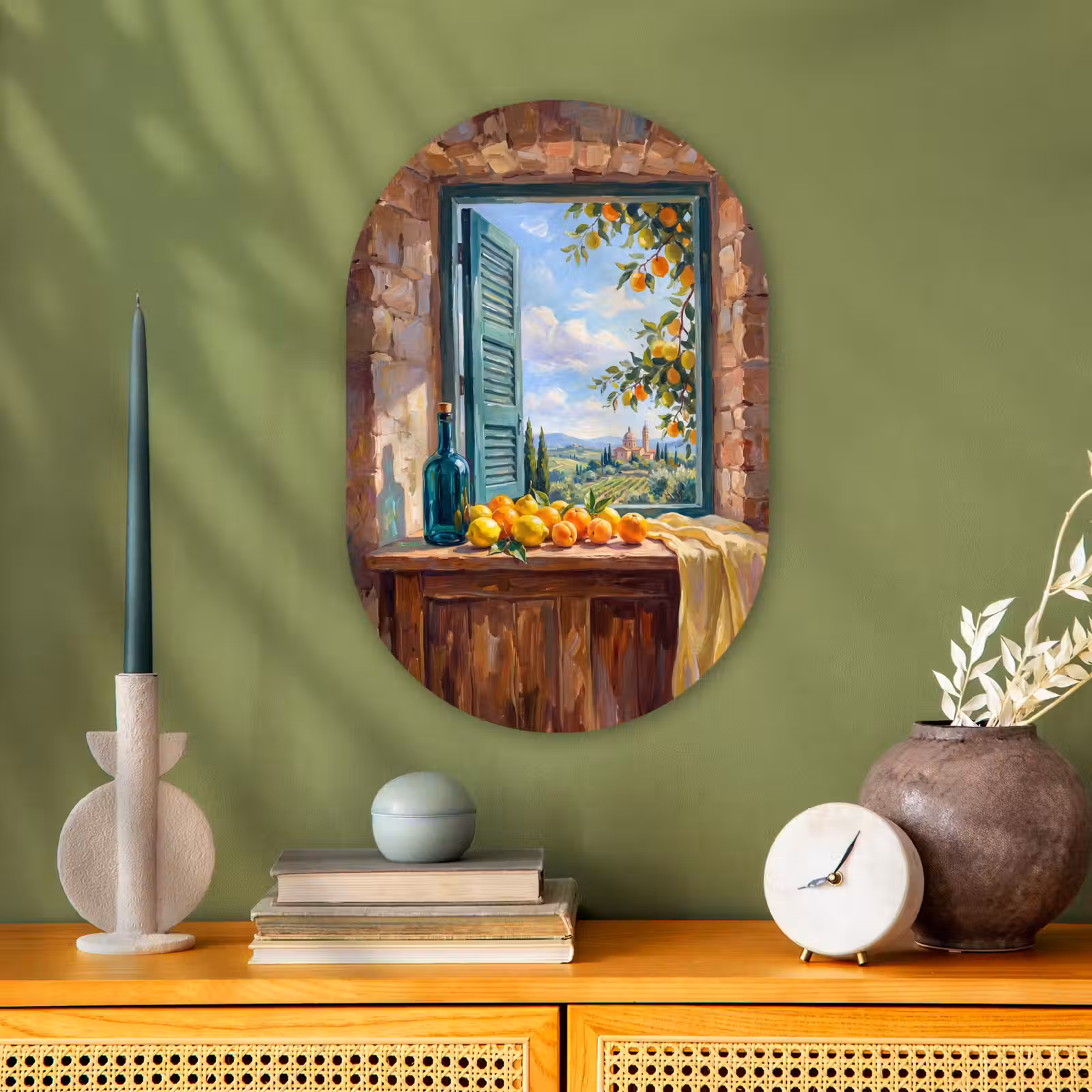 Muurovaal - Kunststof - Fles - Fruit - Stilleven — 1