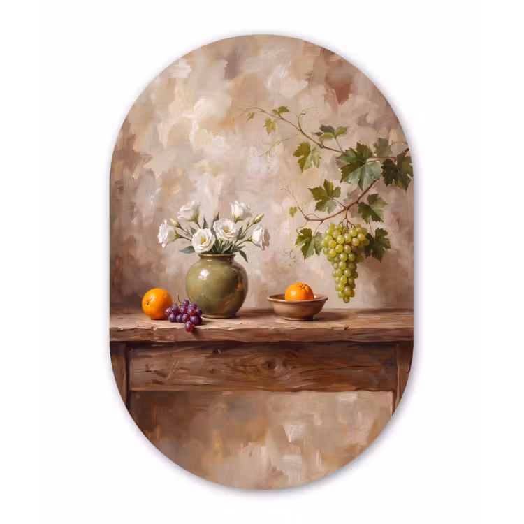 Muurovaal aluminium - Bloemen - Fruit - Stilleven — 1