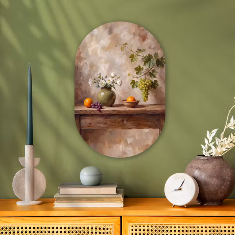 Muurovaal - Kunststof - Bloemen - Fruit - Stilleven — 3
