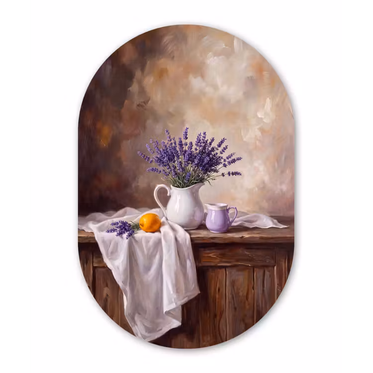 Muurovaal - Kunststof - Bloemen - Stilleven - Paars — 1