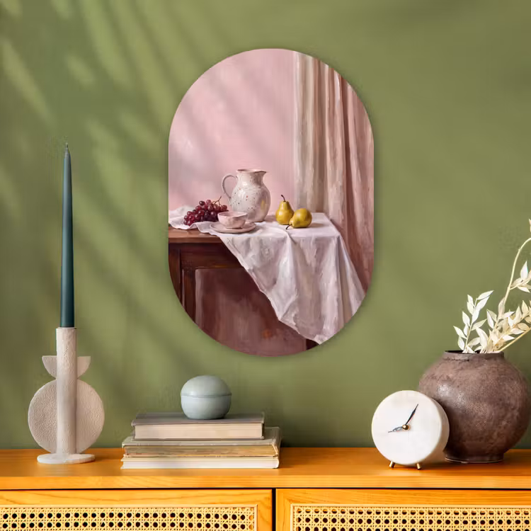 Muurovaal - Kunststof - Stilleven - Fruit - Roze — 1