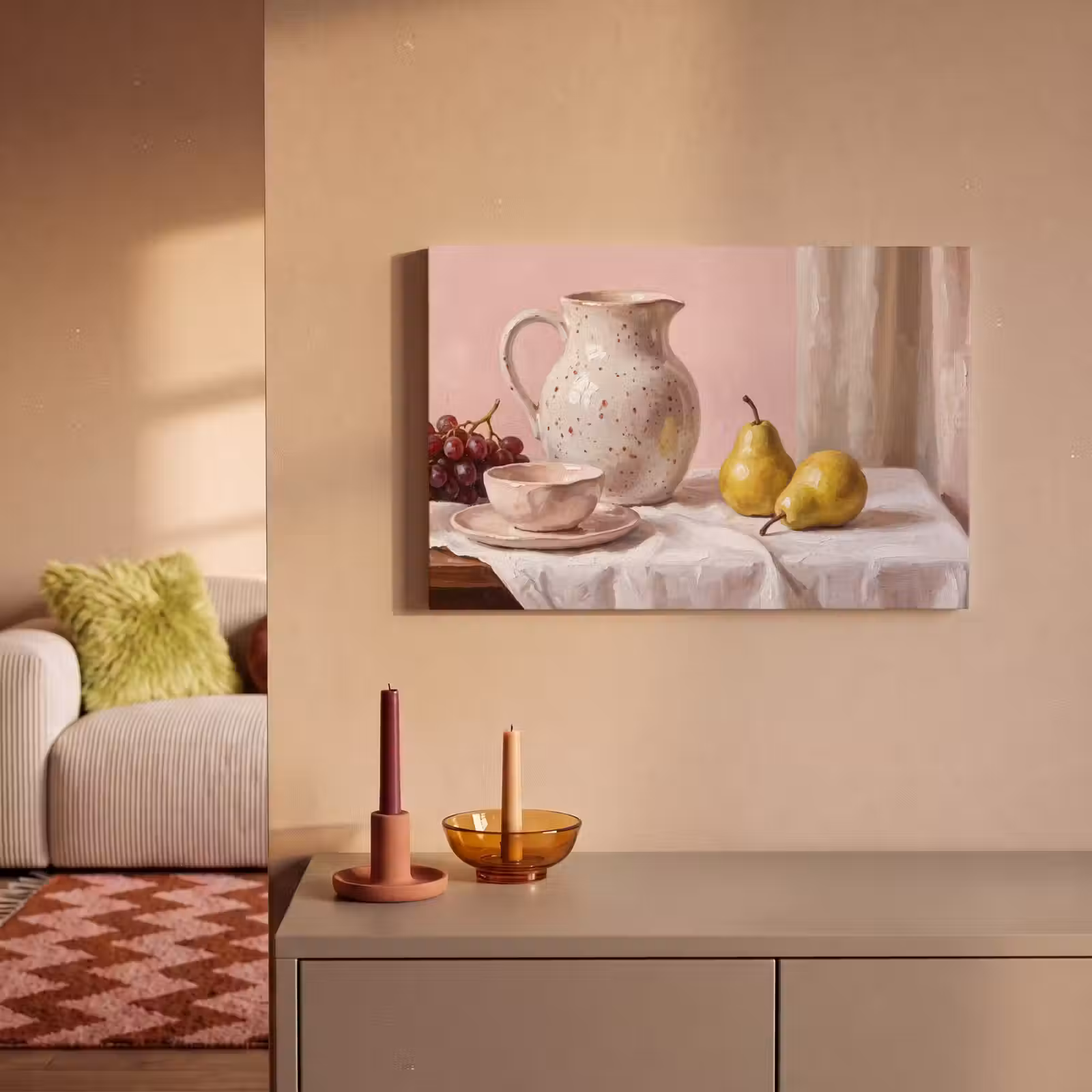 Canvas schilderij - Stilleven - Fruit - Roze — 1
