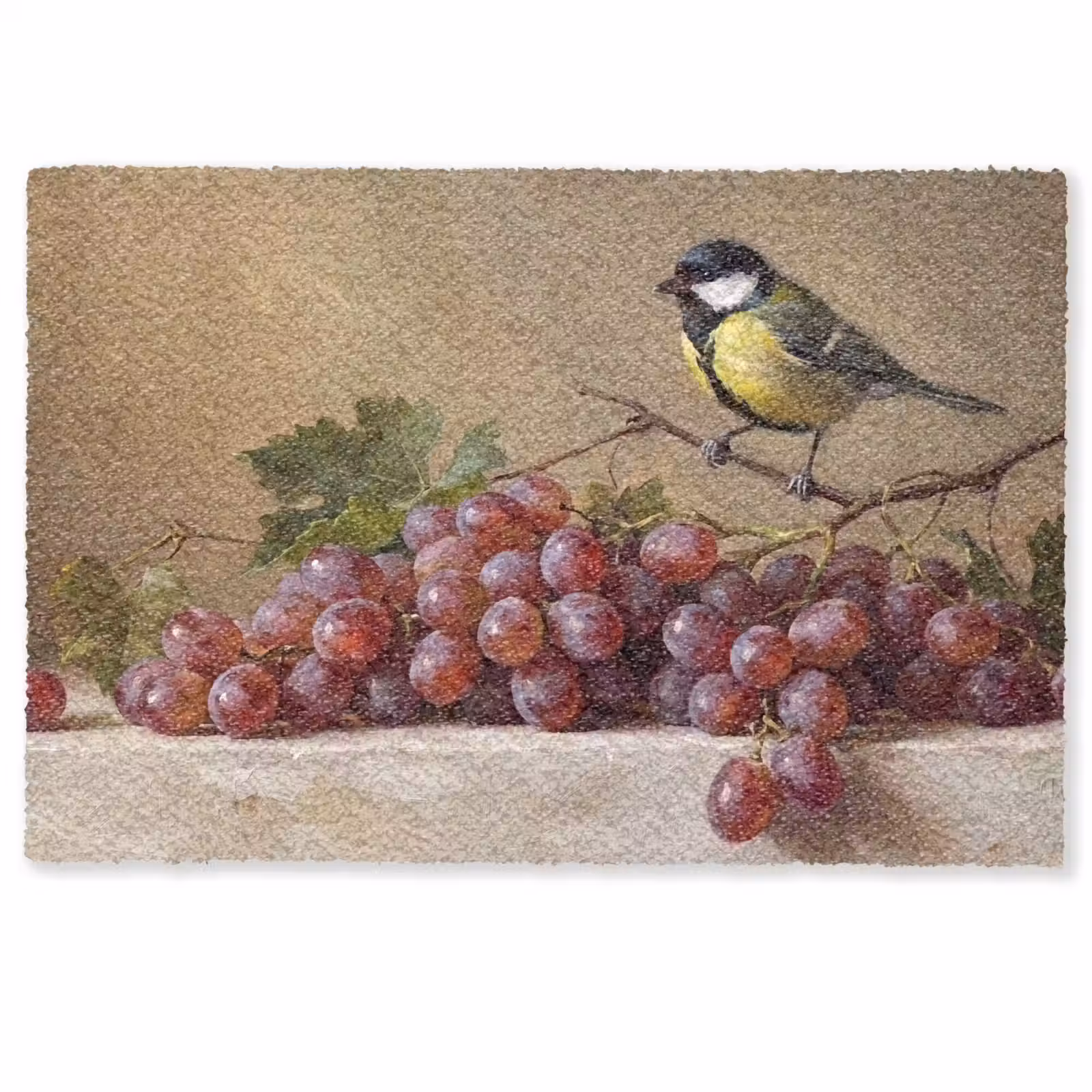Deurmat - Vogel - Druiven - Stilleven — 1
