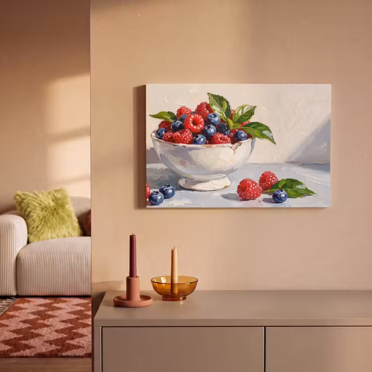 Canvas schilderij - Bessen - Kom - Eten — 1