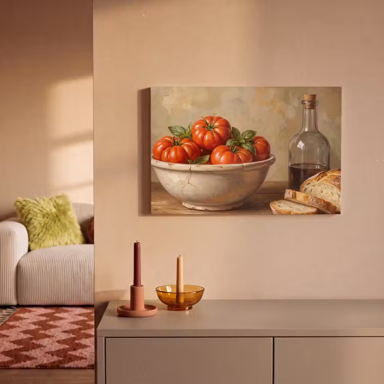 Canvas schilderij - Tomaten - Kom - Eten — 1