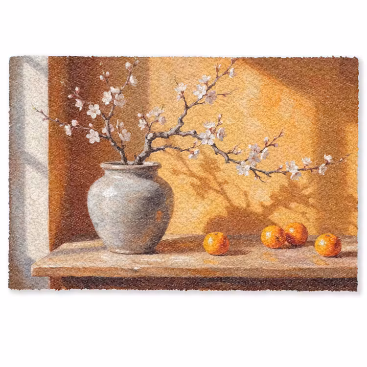 Deurmat - Witte bloemen - Stilleven — 1
